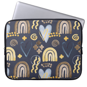 Housse Pour Ordinateur Portable Des formes organiques naïves motif avec arc-en-cie