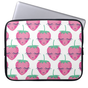 Housse Pour Ordinateur Portable Des fraises endormies, mignonnes motifs.