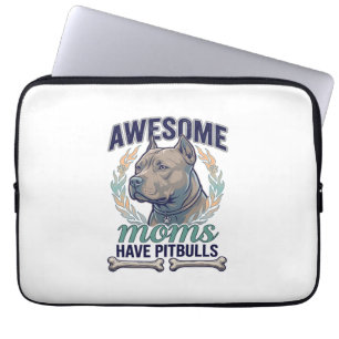 Housse Pour Ordinateur Portable Des mamans géniales ont des Pitbulls Couronne d'os