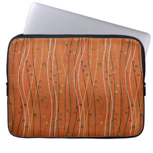 Housse Pour Ordinateur Portable Des rayures rouges ondulées : Art Abstrait japonai