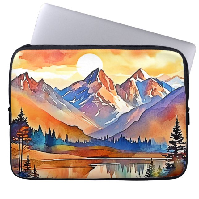 Housse Pour Ordinateur Portable Design d'art de Sunset Mountain (Devant)