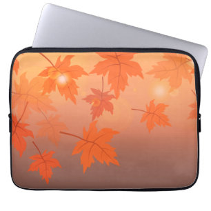 Housse Pour Ordinateur Portable Design d'automne avec feuilles d'érable et effet b