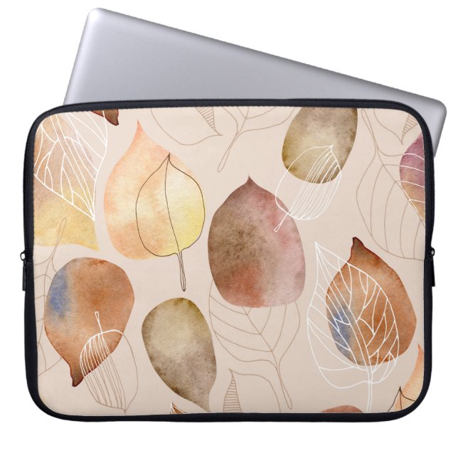 Housse Pour Ordinateur Portable Design d'automne de feuille d'aquarelle graphique (Devant)