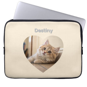 Housse Pour Ordinateur Portable Design de chat en forme de cœur