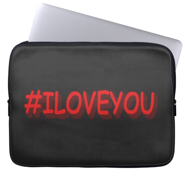 Housse Pour Ordinateur Portable Design d'expression mignon "#ILOVEYOU". Commandez  (Devant)