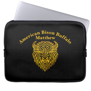 Housse Pour Ordinateur Portable Design élégant d'une tête de bison doré