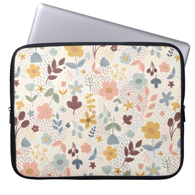 Housse Pour Ordinateur Portable Design floral rétro (Devant)