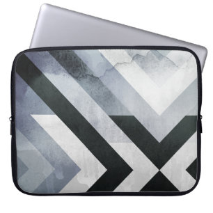 Housse Pour Ordinateur Portable Design moderne géométrique gris et noir