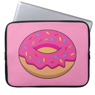 Housse Pour Ordinateur Portable Dessin animé de beignet à la fraise avec pépites d