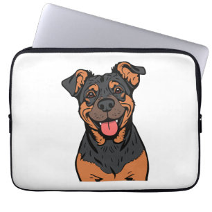 Housse Pour Ordinateur Portable Dessin animé de Rottweiler heureux – Chien mignon
