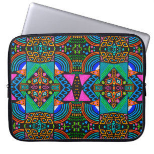 Housse Pour Ordinateur Portable Dessin artistique africain. Motif aztèque sans cou