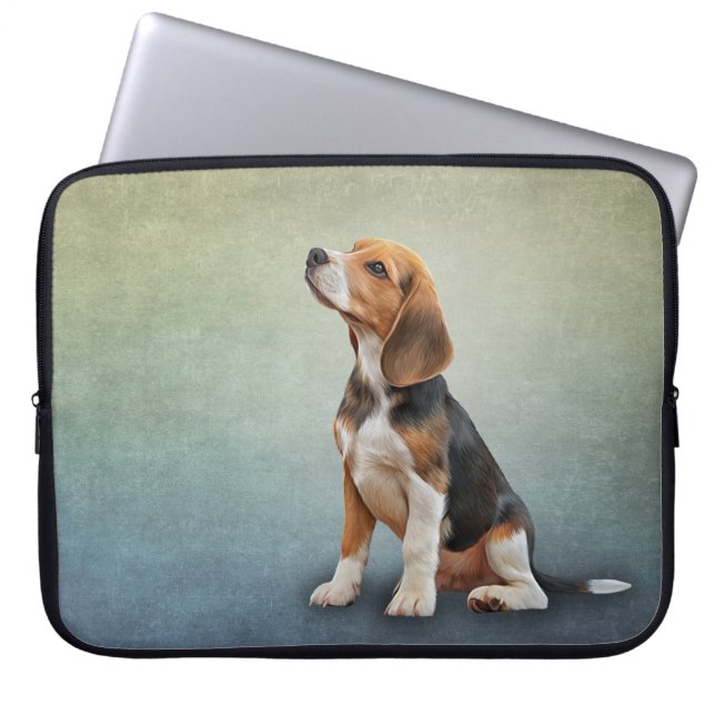Housse Pour Ordinateur Portable Dessin Beagle de chien (Devant)
