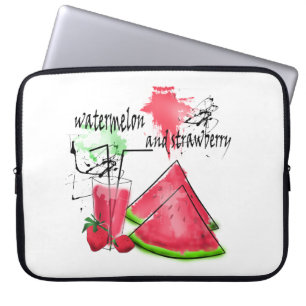 Housse Pour Ordinateur Portable Dessin d'aquarelle de pastèque et fraises