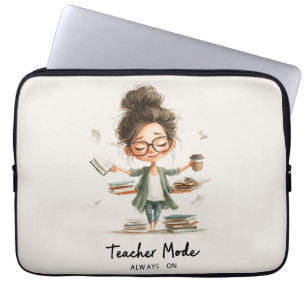 Housse Pour Ordinateur Portable Dessin de l'enseignant mignon avec "Mode enseignan