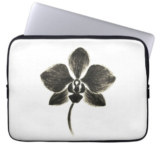 Housse Pour Ordinateur Portable Dessin de ligne orchidée - Manche de bureau botani