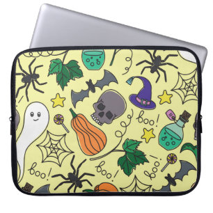 Housse Pour Ordinateur Portable Dessin d'Halloween : Motif Vintage vibrant