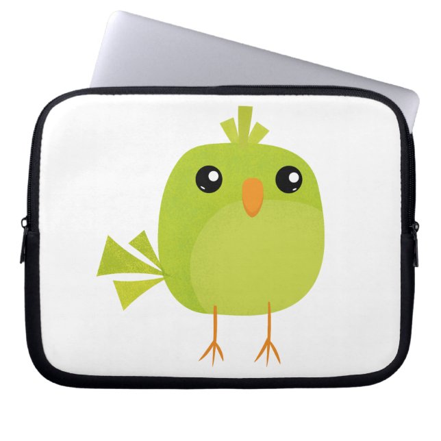 Housse Pour Ordinateur Portable Dessin d'oiseau vert (Devant)