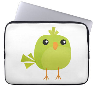 Housse Pour Ordinateur Portable Dessin d'oiseau vert