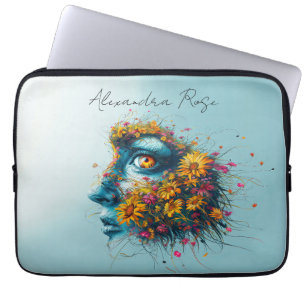 Housse Pour Ordinateur Portable Dessin du portrait floral de la déesse Mère Nature