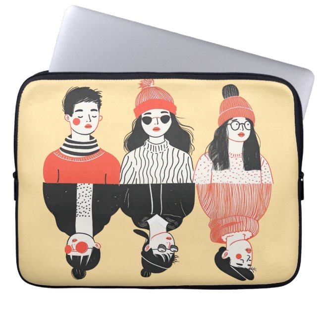 Housse Pour Ordinateur Portable Dessin moderne simple des jeunes cool (Devant)