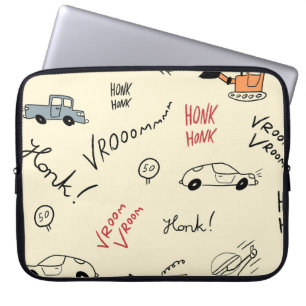 Housse Pour Ordinateur Portable Dessins de voiture sans couture : Feuille enfant
