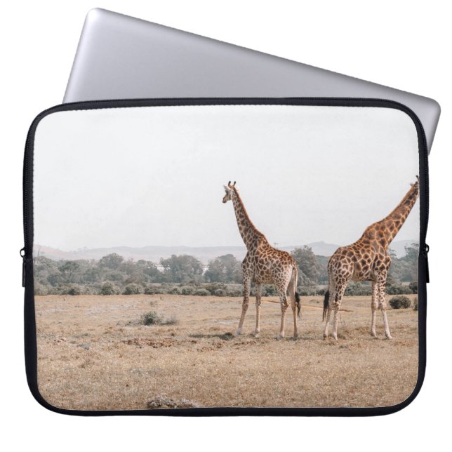HOUSSE POUR ORDINATEUR PORTABLE DEUX GIRAFFES (Devant)