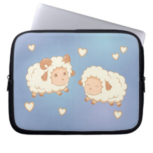 Housse Pour Ordinateur Portable Deux mignonnes Petites Oeufs de mouton en Bleu