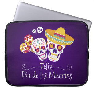 Housse Pour Ordinateur Portable Dia de los Muertos coloré Pochette Ordinateur Po