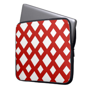 Housse Pour Ordinateur Portable Diamants blancs sur rouge