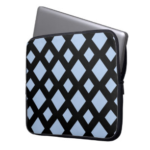 Housse Pour Ordinateur Portable Diamants bleus clairs sur noir