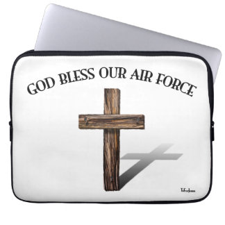 Housse Pour Ordinateur Portable DIEU BÉNISSE NOTRE FORCE AÉRIENNE avec une croix r