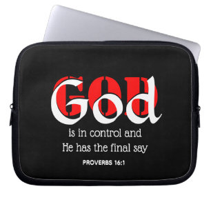 Housse Pour Ordinateur Portable DIEU EST AU CONTRÔLE Inspirant Personnalisé Noir