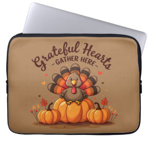 Housse Pour Ordinateur Portable Dinde de Thanksgiving à cœur reconnaissant