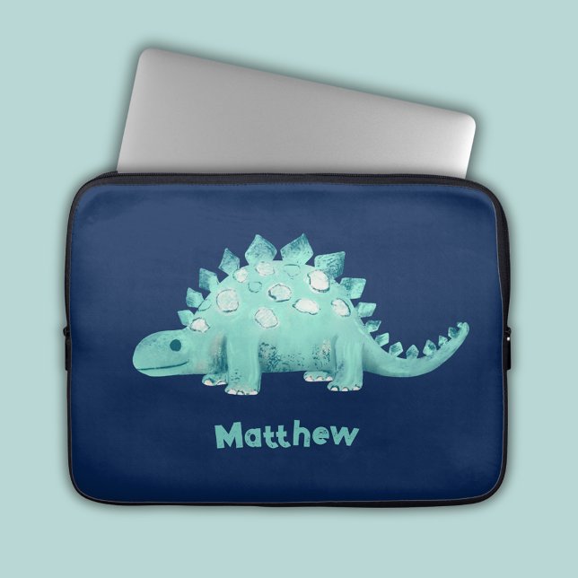 Housse Pour Ordinateur Portable Dinosaur Stegosaurus Motif (Stegosaurus dinosaur laptop sleeve with personalized name)