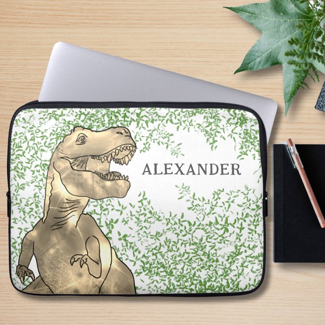 Housse Pour Ordinateur Portable Dinosaur T-Rex ajouter Nom (Dinosaur T-Rex Roar Jurassic jungle custom name laptop sleeve)