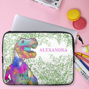 Housse Pour Ordinateur Portable Dinosaure T-Rex Coloré ajouter Nom
