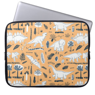 Housse Pour Ordinateur Portable dinosaures drôles avec motif feuille de palme