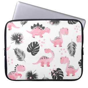 Housse Pour Ordinateur Portable Dinosaures roses : Motif Enfants mignons.
