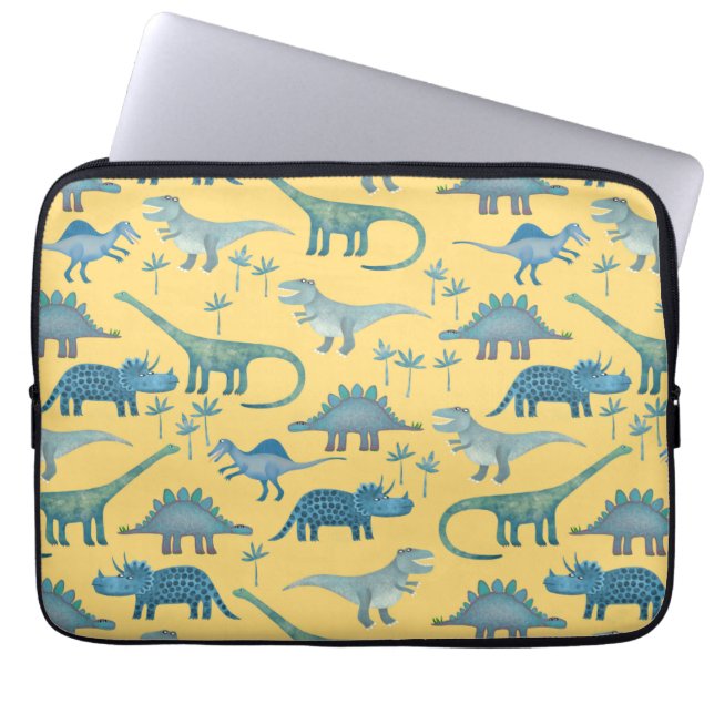 Housse Pour Ordinateur Portable Dinosaures soleil jaune (Devant)