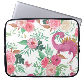 Housse Pour Ordinateur Portable Dinosaures Vintage motif floral