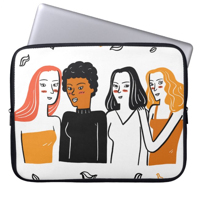 Housse Pour Ordinateur Portable Diverses filles, diverses nationalités ensemble. (Devant)