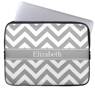 Housse Pour Ordinateur Portable Dk Grey Blanc LG Chevron Dk Grey Nom Monogramme