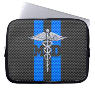 Housse Pour Ordinateur Portable Docteur Médicale MD Caduceus sur les bandes bleues