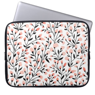 Housse Pour Ordinateur Portable Doodle Flowers : Coral Floral sans joint.