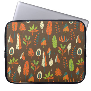 Housse Pour Ordinateur Portable Doodle main tiré Motif tropical avec Feuilles sur