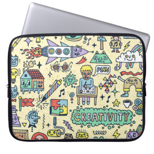 Housse Pour Ordinateur Portable Doodles créatifs : Jeu d'activités amusantes