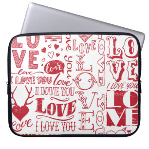 Housse Pour Ordinateur Portable Doodles d'amour dessinés à la main