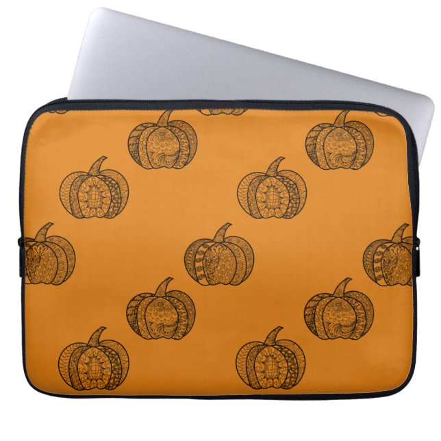 Housse Pour Ordinateur Portable Doodles d'Halloween boho mandala citrouilles Autom (Devant)