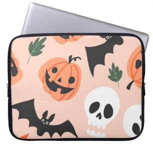 Housse Pour Ordinateur Portable Doodles d'Halloween, citrouilles, chauves-souris m