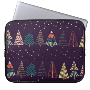 Housse Pour Ordinateur Portable Doodles, étoiles, bleu foncé.